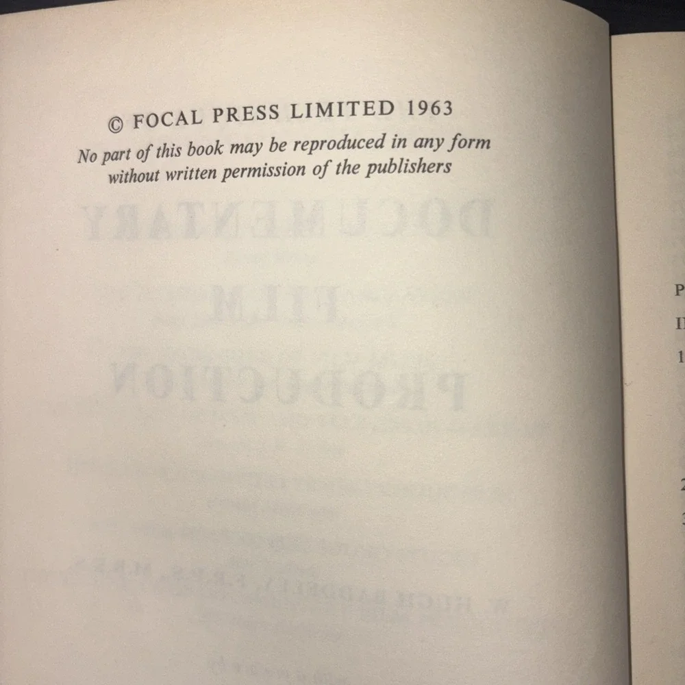 'The Technique of  Documentary  Film  Production' , W.Hugh Baddeley 1963